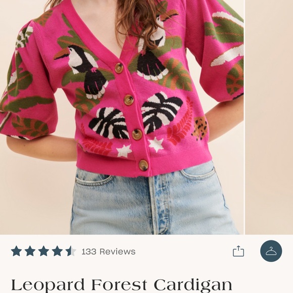 FARM Rio Pink Multicolor Leopard Forest Cardigan - Picture 2 of 9